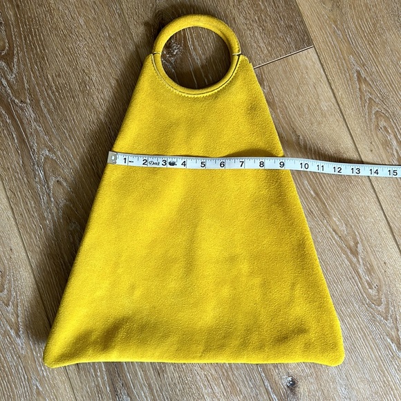 Ochre yellow suede purse / handbag new - Picture 7 of 9